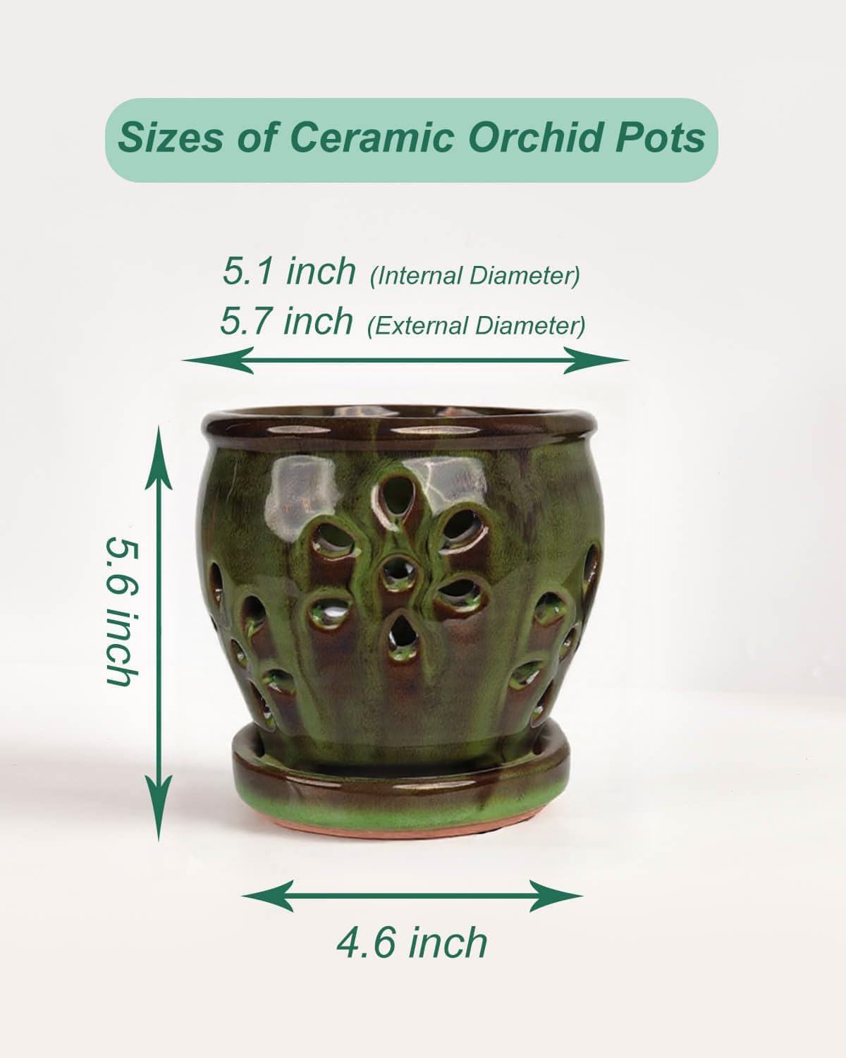 Pot à Orchidée En Céramique Avec Trous De Drainage Et Soucoupes Pour Intérieur Et Extérieur, Décoration D'intérieur, Blanc, 15,2 Cm