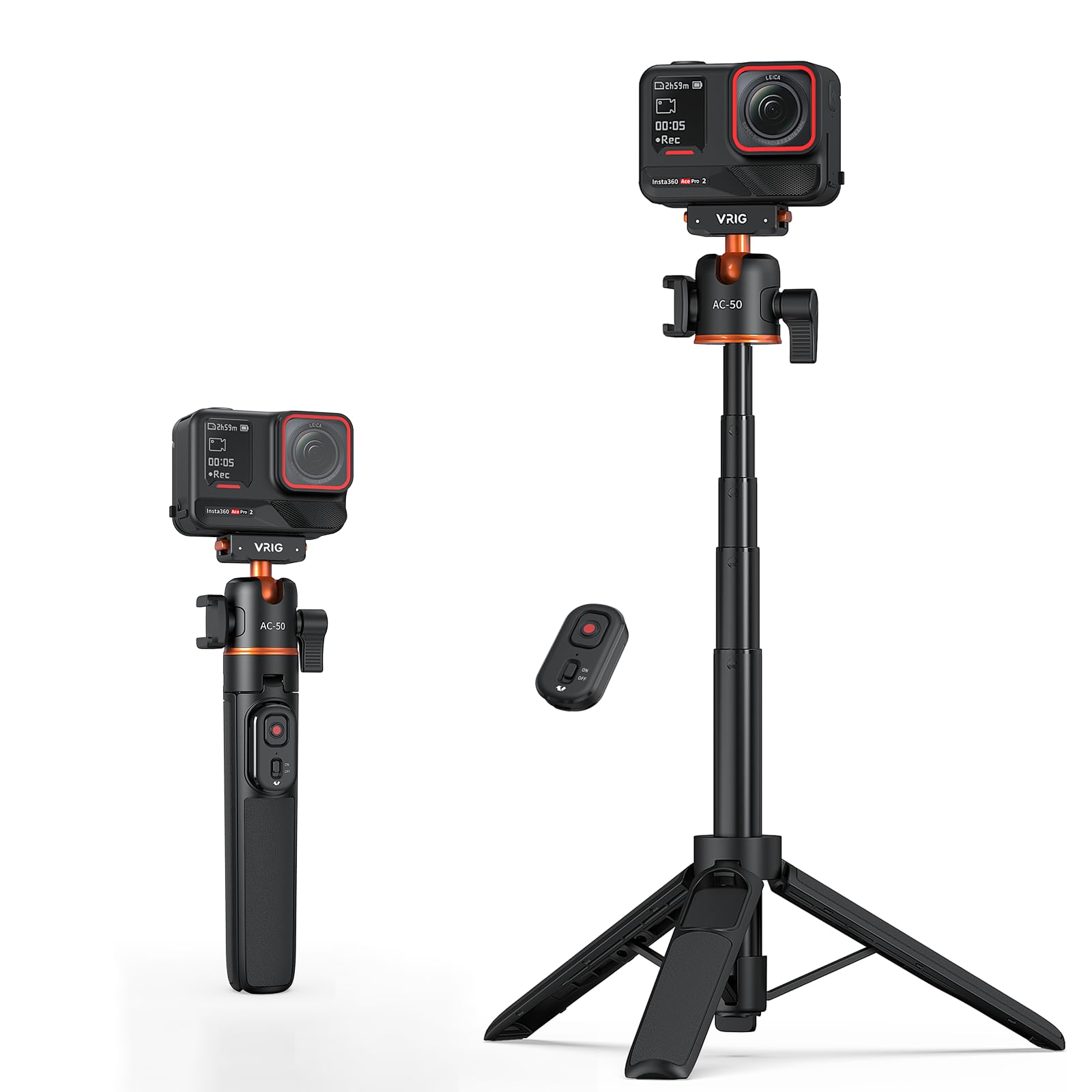 Amazon | VRIG AC-50 自撮り棒三脚 Insta 360 Ace Pro/Ace Pro 2/X5用
