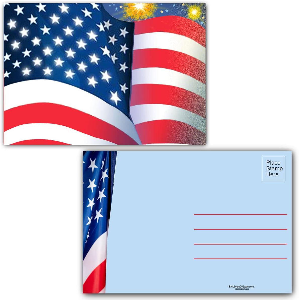 Stonehouse Collection American Flag Postcards 40 Pack