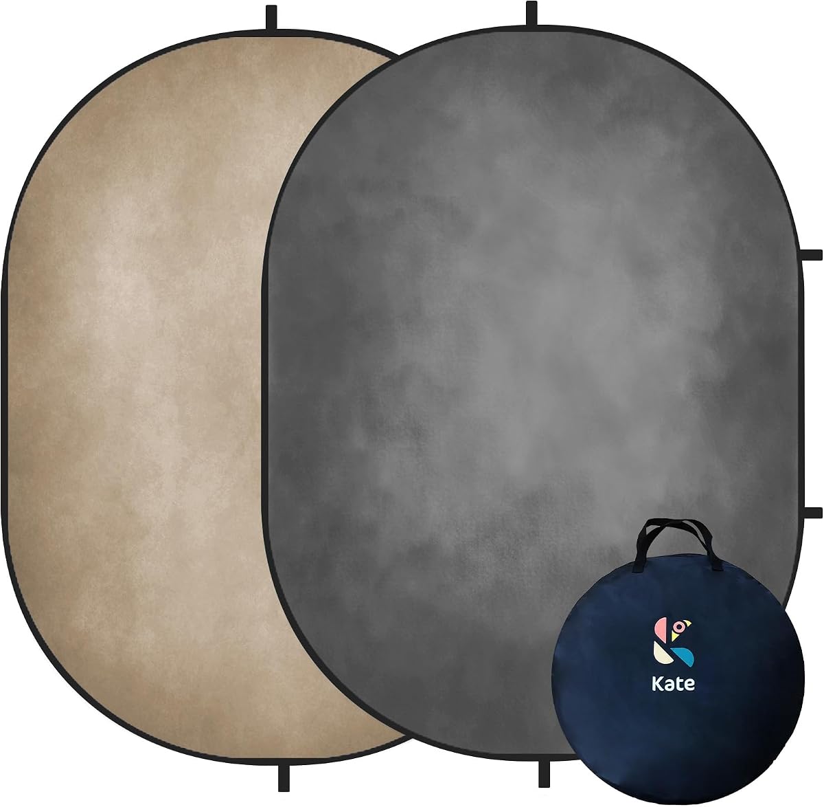 Kate 5x6.5ft(1.5x2m) Collapsible Backdrop Brown Grey Texture Pop up Backgrounds Folding Photography Backdrops Photoshoot Prop | 5x6.5ft Brown Gray Folding Collapsible Backdrop for Self Tape, Portrait, Video, Photoshoot