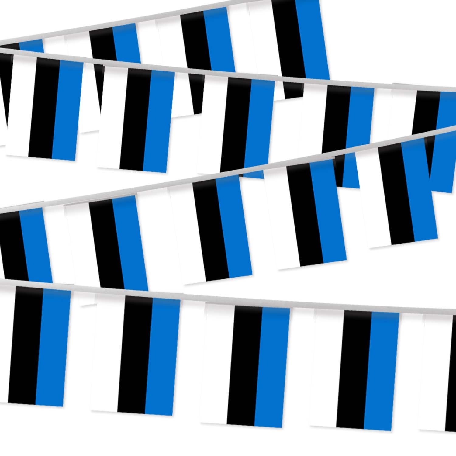 32FT Estonia Pennant Small Flag Bunting,30 PCS Mini String Banner Stripes Estonian Decor Rectangle for Holiday Restaurant Home Party School