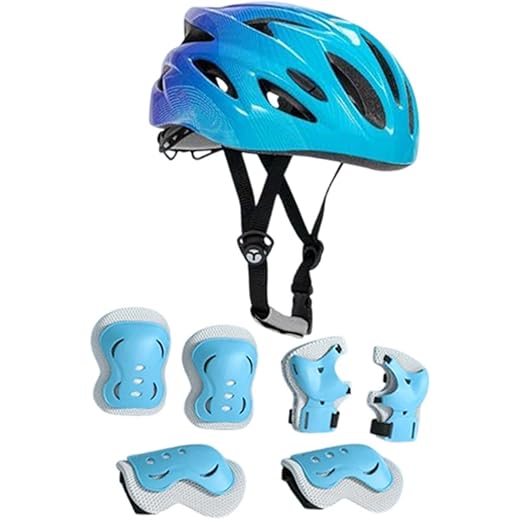 Kids Bike Helmet Set with Pads Blue Purple