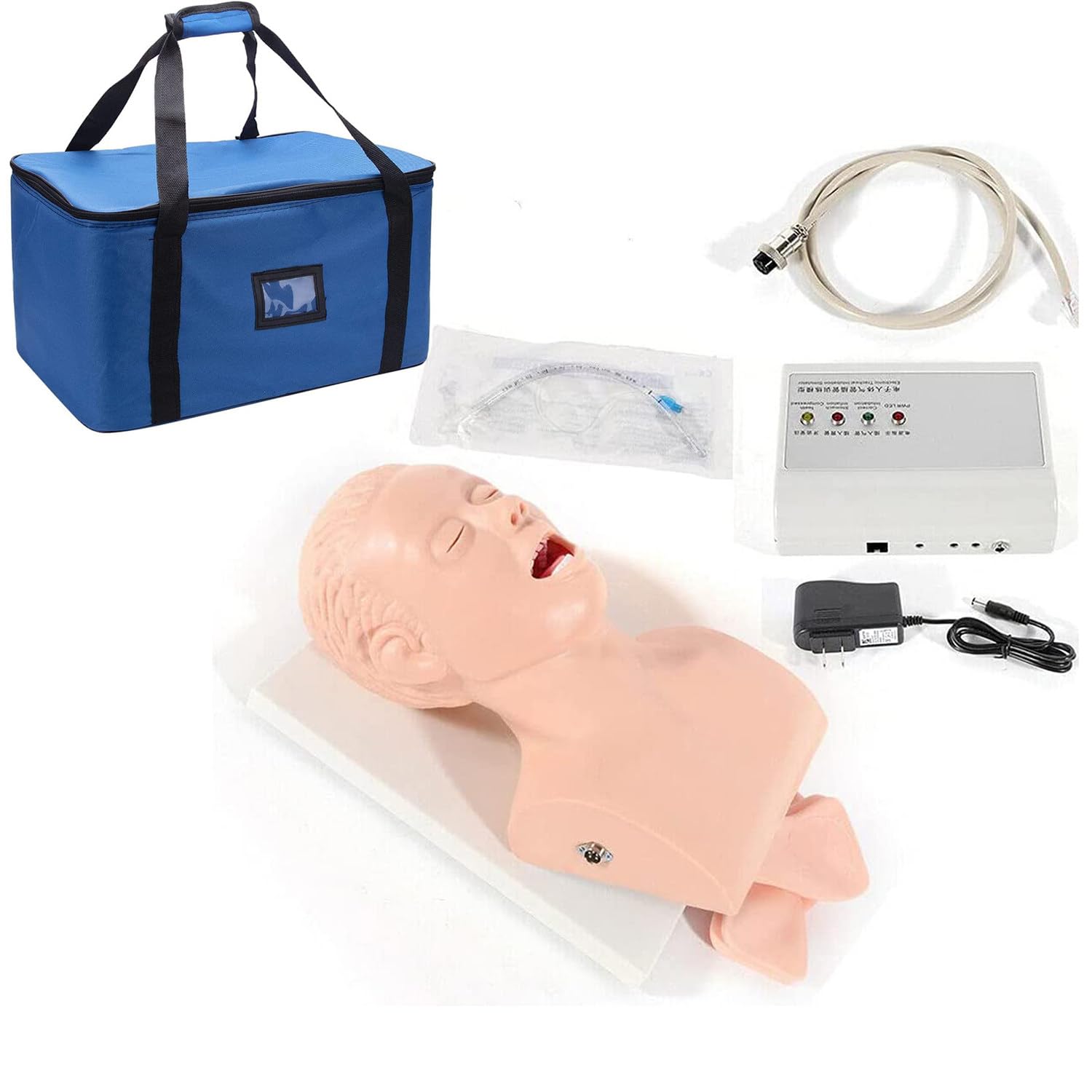 Simulatore di Formazione intubazione, PVC Manikin Adulto per la Gestione delle Vie aeree orali e nasali, Modello di Istruzione tracheale, Compatibile con l'alimentazione elettrica 110-220V