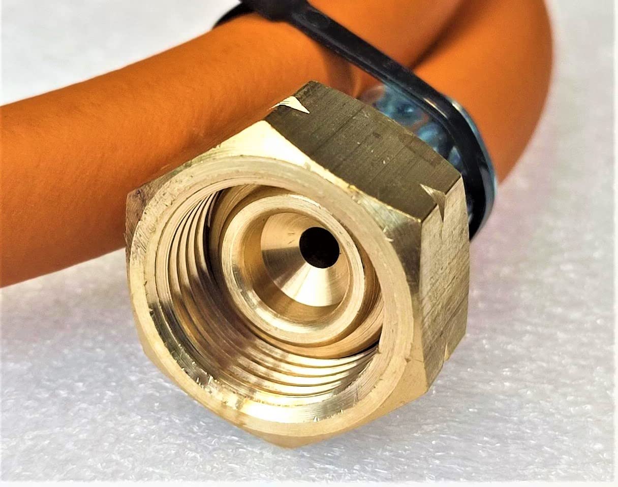 Tuyau de transfert de gaz propane butane 21,8" avec joint en laiton | 100 cm (1 m) | 30 bar | jusqu'à -30 °C | Tuyau de raccordement | Pantalon pour système multibouteilles de gaz liquéfié