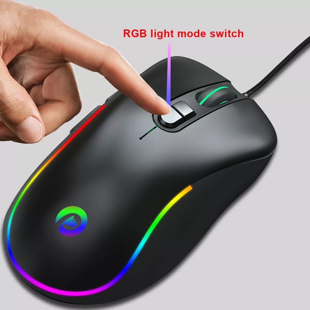 Generic Purrfect Gaming Mouse, High-Precision 8000DPI Optical Sensor, 20 Million Clicks Life Time, RGB High Performance, Ergonomic, USB, Easy Plug and Play, Wired - Black
