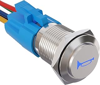 APIELE 19mm 12V Momentary Speaker Horn Push Button Toggle Switch 3/4" Mounting Hole 1NO 1NC SPDT with Pre-Wiring Socket for Car Auto Motor (Blue)