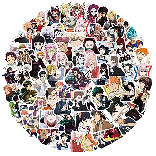 Auceo 100 Pcs Anime Stickers Mixed Pack,Anime Stickers for Laptop,Bumper,Skateboard,Water Bottles,Computer,Phone, Kids Teens for Stickers 2