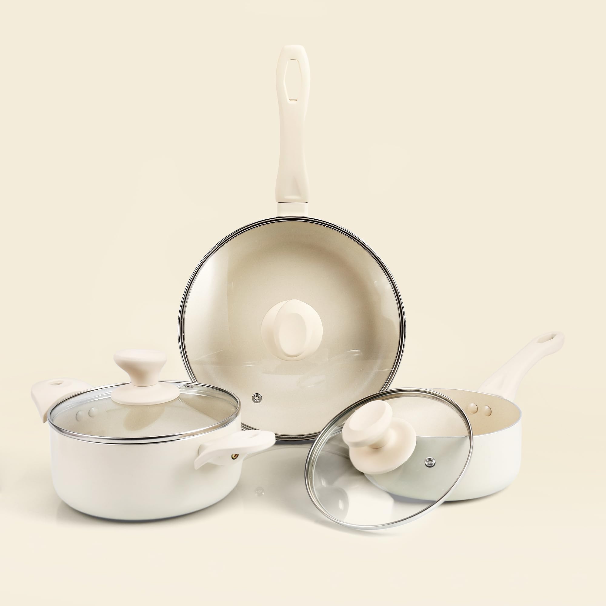 PUREAIN Pots and Pans Set Nonstick, 5 Pieces Induction