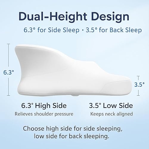 Miniatura 2 de Almohada cervical de alto perfil para soporte de cuello, almohada ergonómica de espuma viscoelástica para dormir de lado, apoyo firme para aliviar