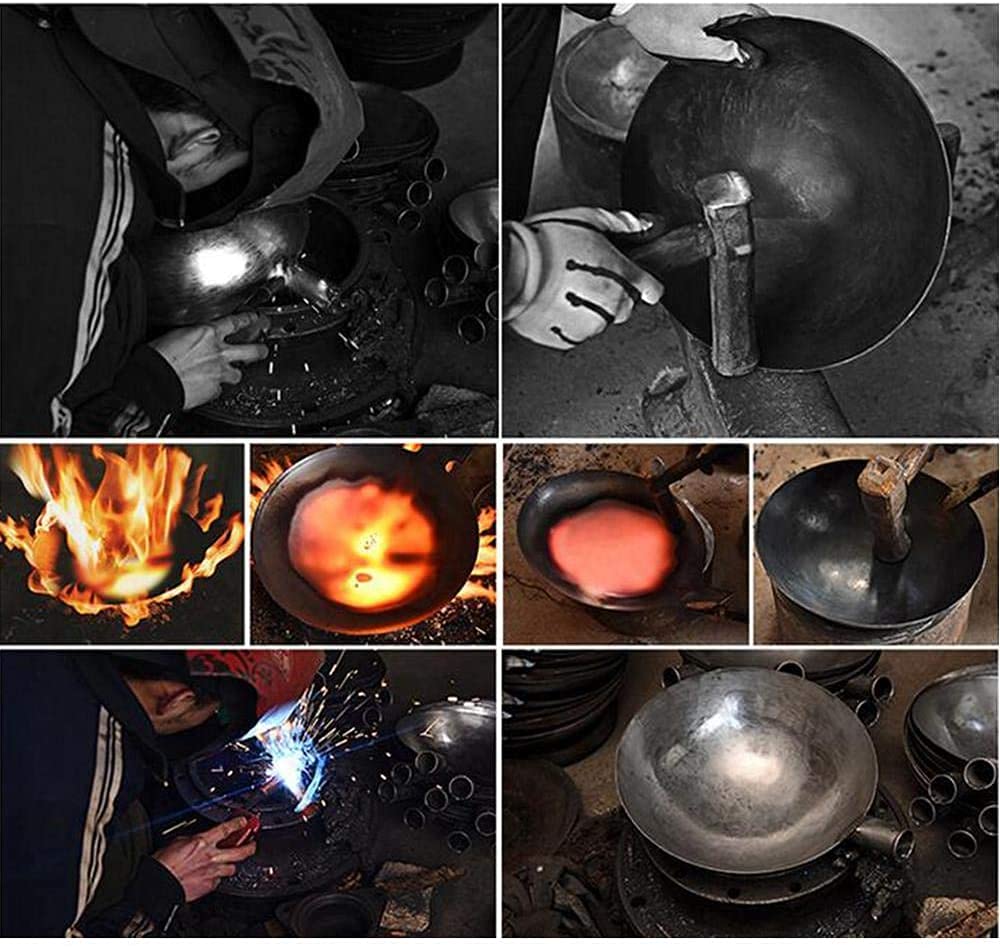 鉄製ノンスティック中華鍋 手鍛造 鉄フライパン 中華風鉄鍋 ガスコンロ