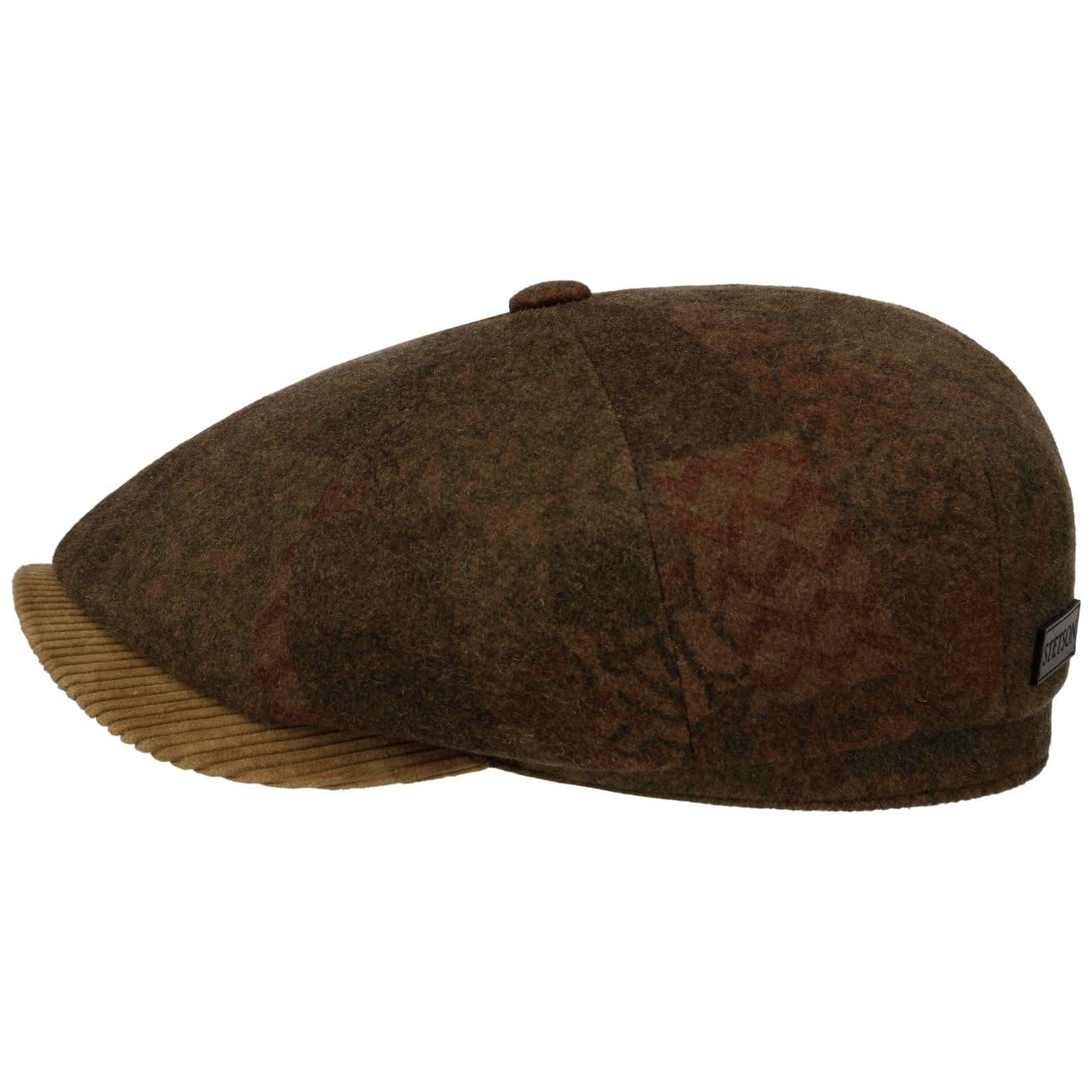 Stetson Hatteras Dark Paisley płaska czapka z daszkiem, męska czapka balonowa, wyprodukowana w UE, z daszkiem, jesień-zima, jesień, zima, rozmiar XXL (62-63 cm), brązowa