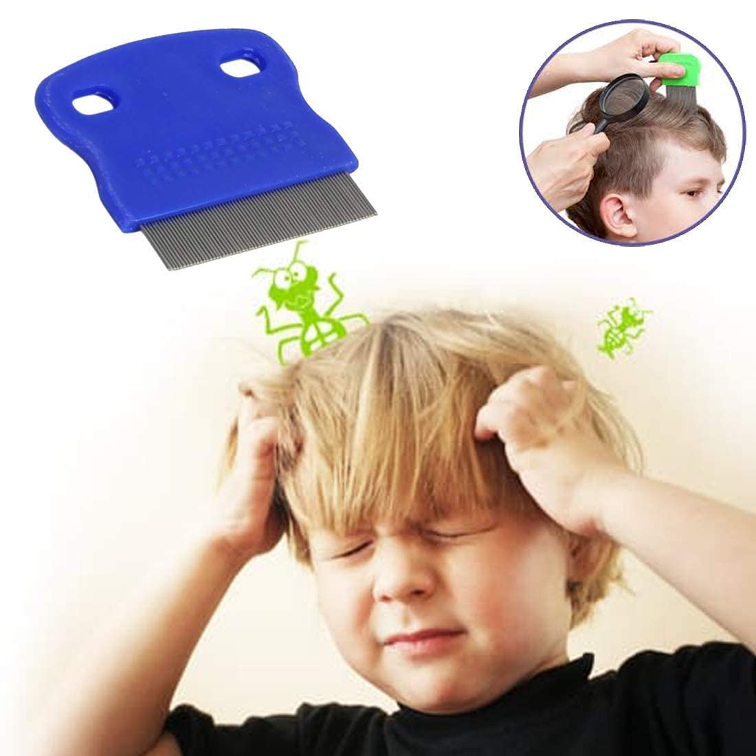 MR.THINDZ® Small teeth Stainless Steel Comb | combs for Head Lice, Nit & Egg Removal with Long Fine Metal Teeth (Multicolor) Plastic Handle Brush-School kids & Women (Small size for kids, Pack of 1) 2