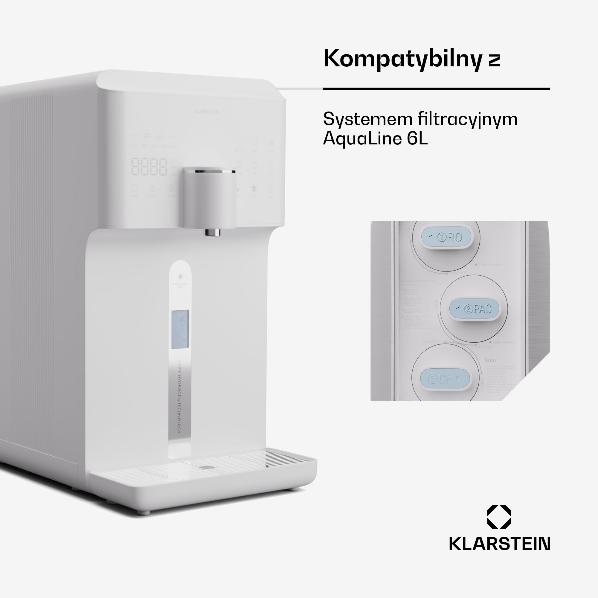 Klarstein Filtr odwróconej osmozy, filtr RO do wody wodociągowej, kompatybilny z AquaFina 6L, akcesoria do instalacji odwróconej osmozy, filtr membranowy RO, okres użytkowania 24 miesiące, 1 x blat