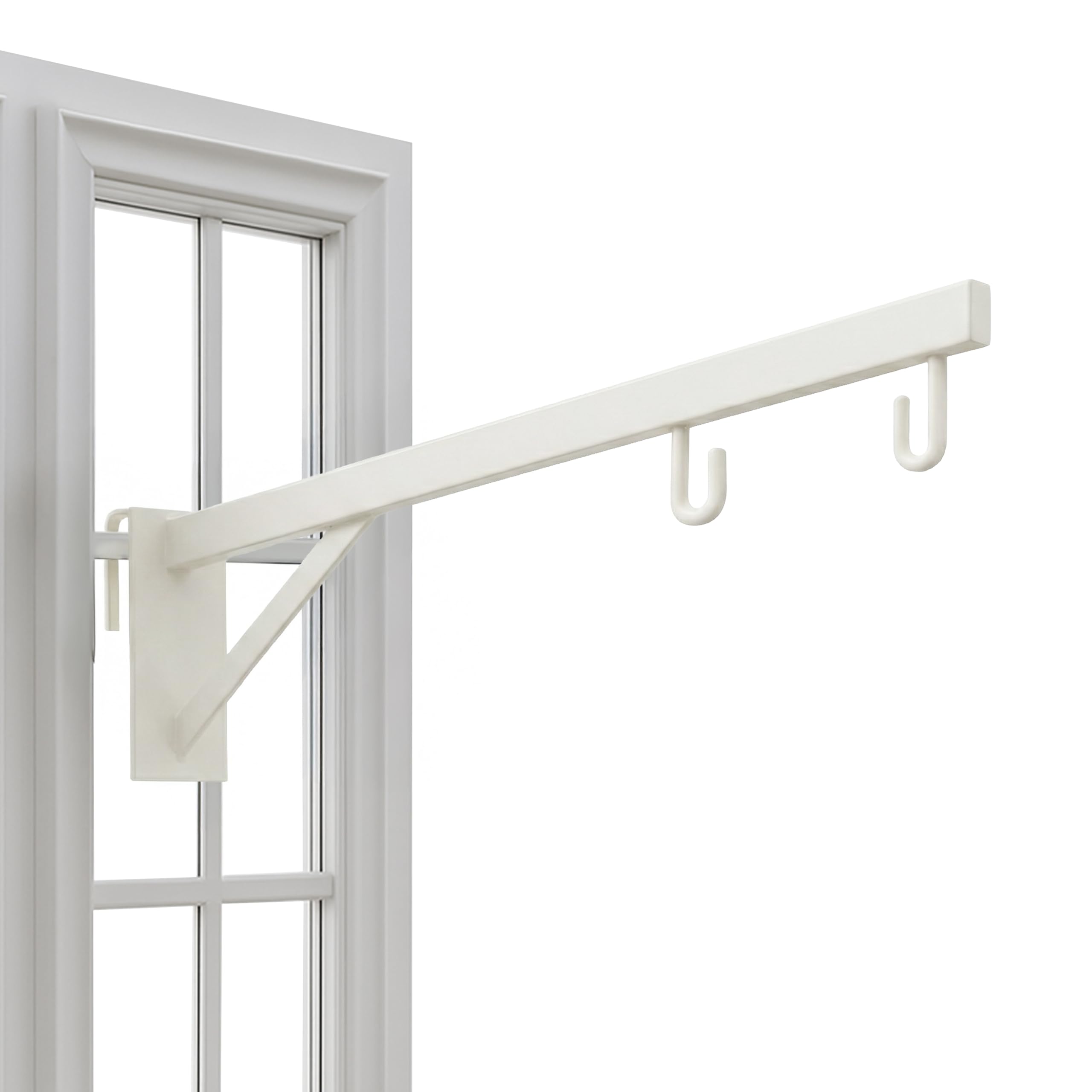 Baby Window Cradle Hanger | Up to 35 Kg Metal Rod | Hook and Paint Protection Shield | (White, 100 cm)-image-2