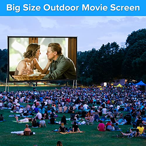 Image of 200 inch Projector Screen with Stand,Upgraded 3 Layers PVC 16:9 Large Outdoor Projector Screen,Portable Outdoor Movie Screen with Carrying Bag for Large Commercial Performance