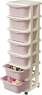 TEX-RO Modular Drawer Storage Organizer/Plastic Chest of Drawers for Kitchen Storage Cabinet/Multi-Layer Storage Drawer Cabinet & Drawers Organisers for Home Office Use (Pink, 7 Layer)
