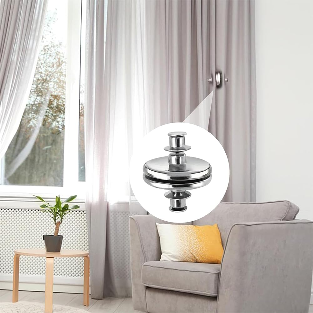 24 Pezzi Calamite per Tende da Interno, Rimovibile Fermatenda, Argento Ferma Tende con Calamita, Durevole Magneti per Tende, per Camera Letto, Soggiorno, Bagno, Cucina, Ufficio