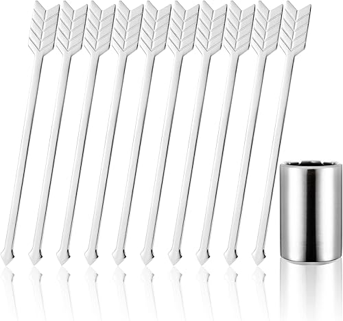 Miniatura 4 de DEAYOU 10 palillos de cóctel de acero inoxidable 1810, palillo de bebida de Martini de 5 pulgadas, brocheta de cóctel reutilizable de metal con