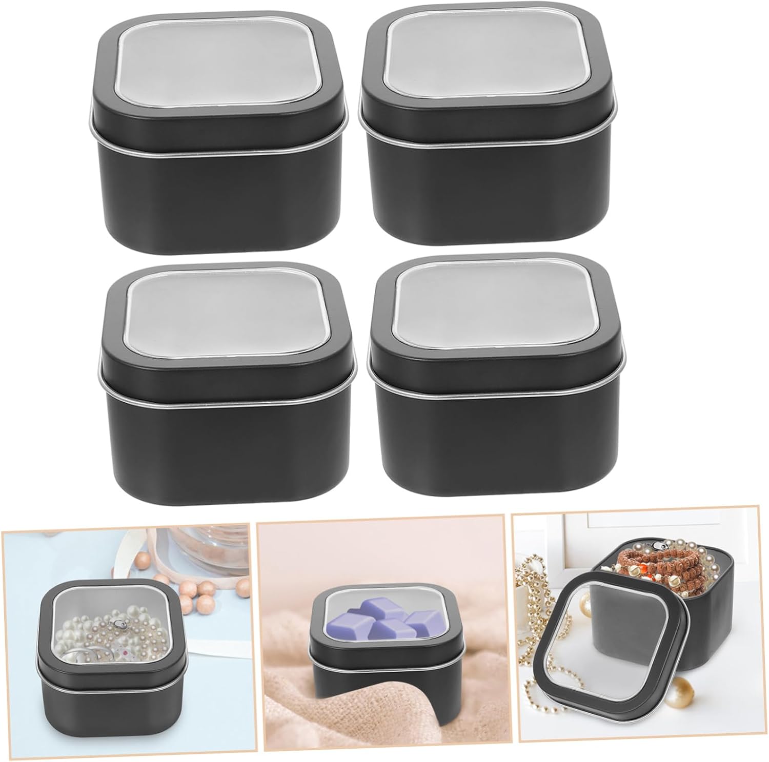 SHINEOFI 8pcs Tinplate Storage Boxes Lids Candle Making Containers Jewelry Storage Jars Vintage Box for Gifts