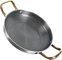 Vista 1 de ABOOFAN Honeycomb Stainless Steel Frying Pan Non-stick Kitchen Skillet for Seafood Crayfish Eggs Lightweight Ergonomic Design for Everyday Cooking