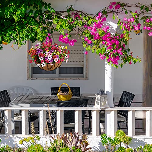 Lardux Artificial Hanging Baskets With Flowers - 12 Inch Fake Flowers In Hanging Basket For Outdoors Garden Patio Porch Deck Yard Decoration #TOP4