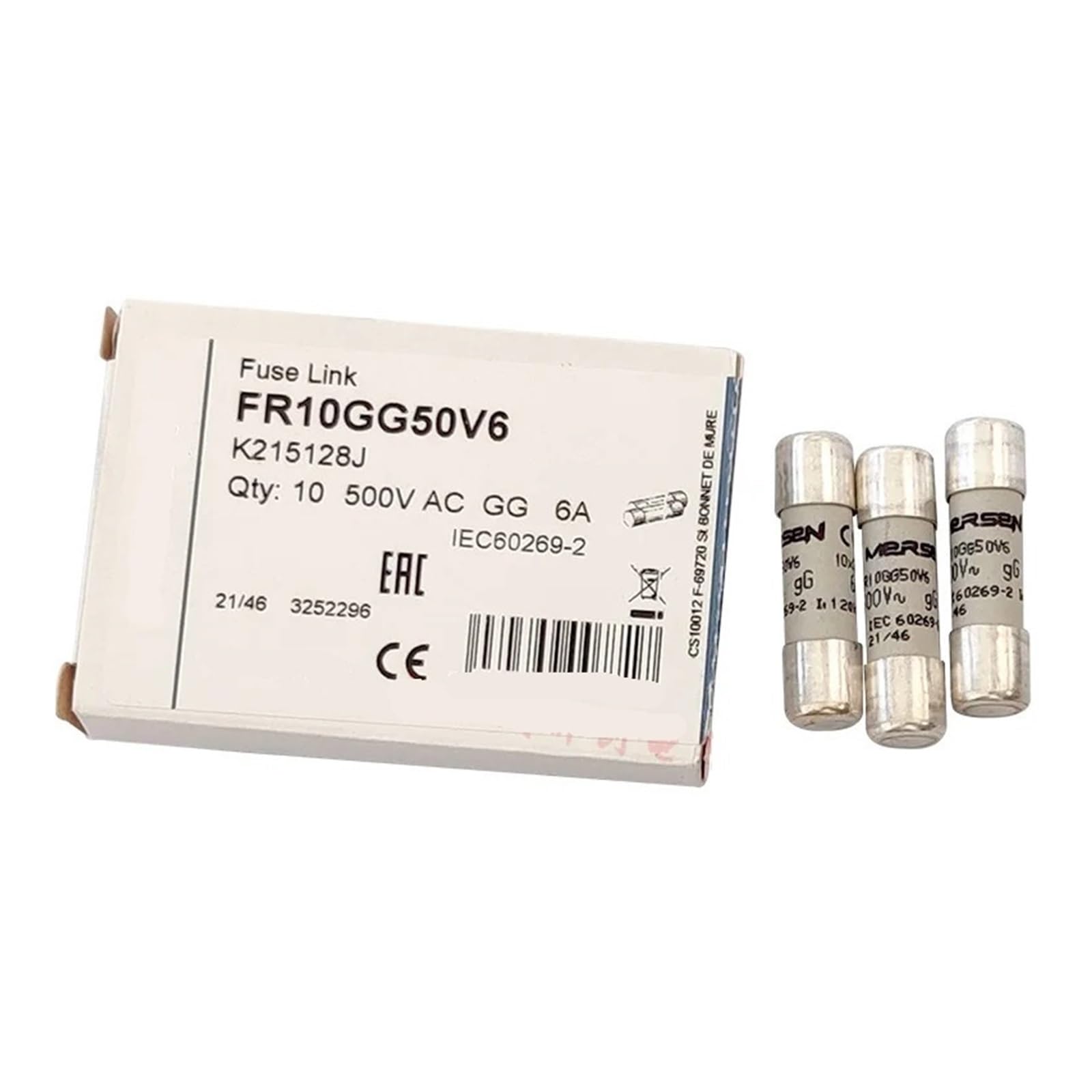 Fusible FR10GG50V20 cartouche 10x38 gG 20A pour tableau électrique et disjoncteur