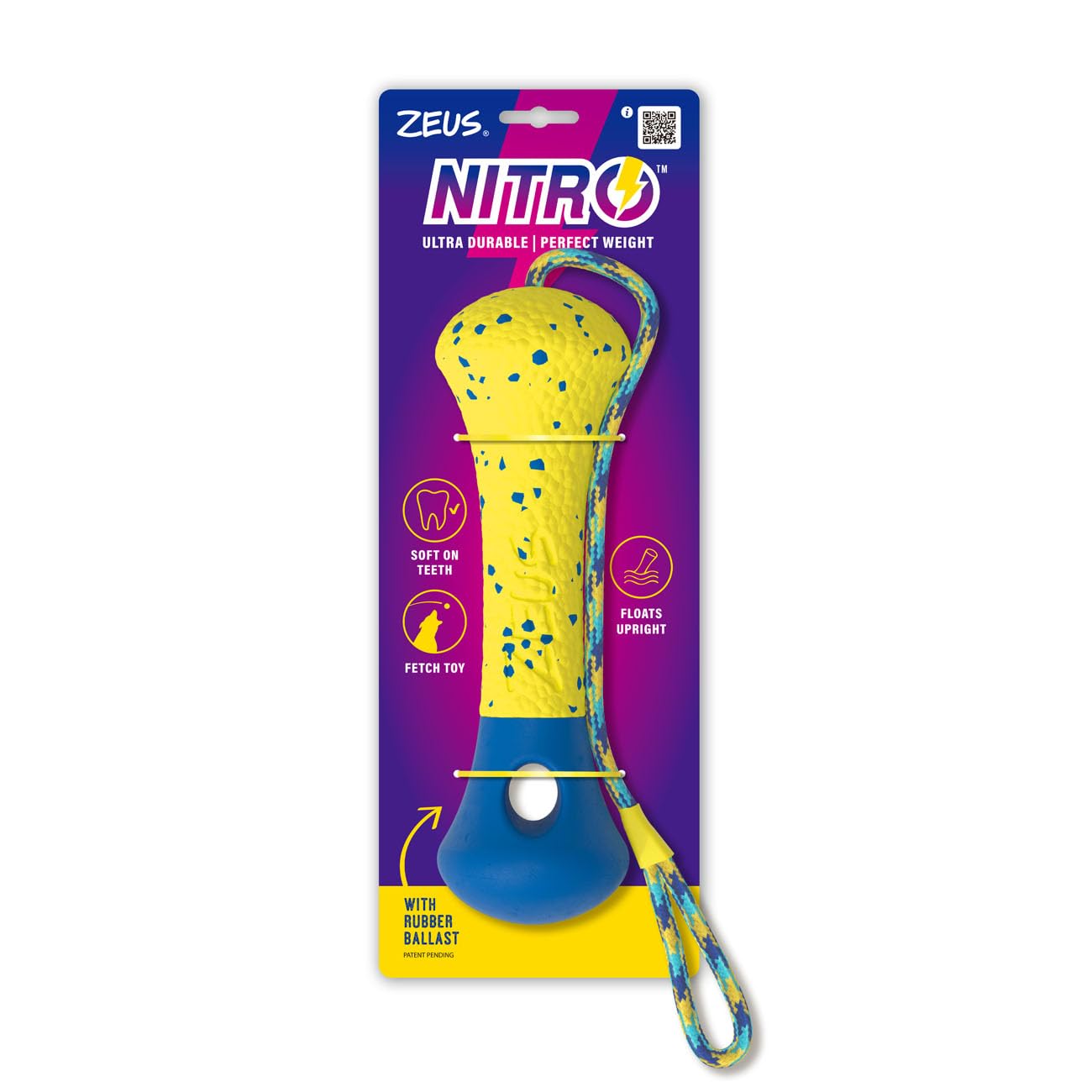Zeus NITRO Durable Floating Buoy Dog Toy with Rubber Design for Fetch and Water Play, Yellow