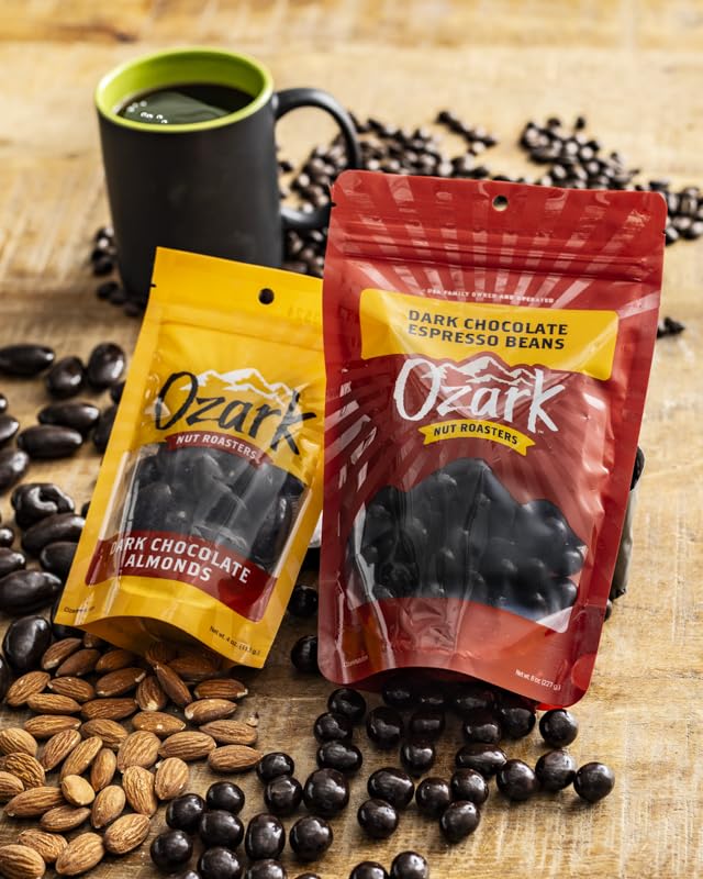 Miniatura 5 de OZARK NUT ROASTERS, Granos de café expreso de chocolate oscuro, nueces saborizadas, cacahuetes confitados gourmet de clase mundial, paquete