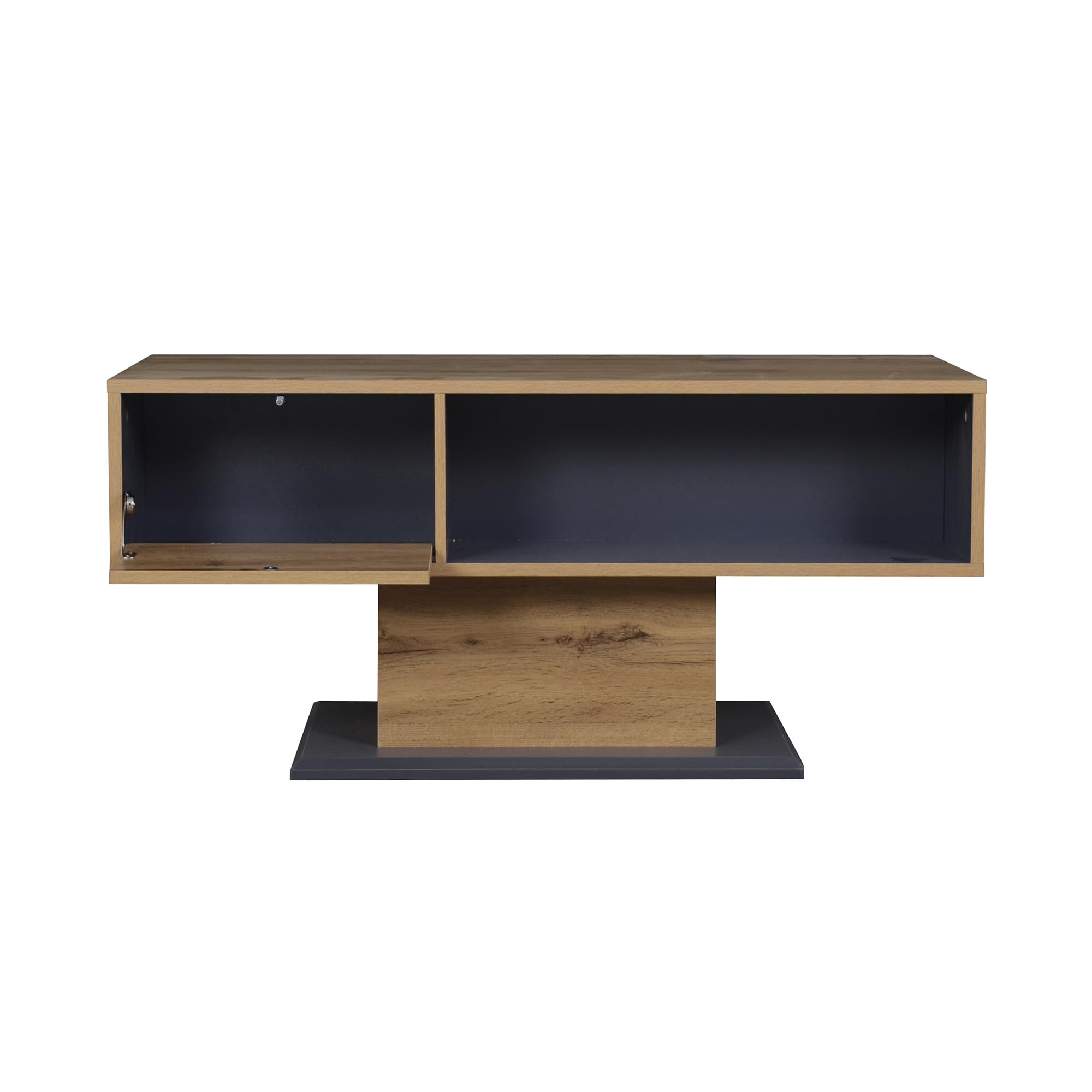 Merax Couchtisch mit doppelseitigem Stauraum 100x50x46,5 cm, Wohnzimmertisch mit großem Ablagefach, Innenfach & Holzoptik, Sofatisch minimalistisch