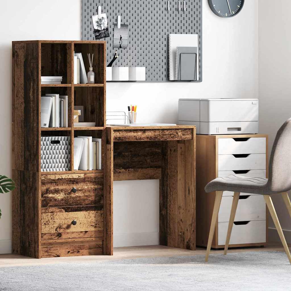 Scrivania in legno anticato, 60 x 40 x 76 cm, struttura in legno, postazione di lavoro compatta, per ufficio, casa, studio, laptop, computer, gaming, con superficie di lavoro efficiente e