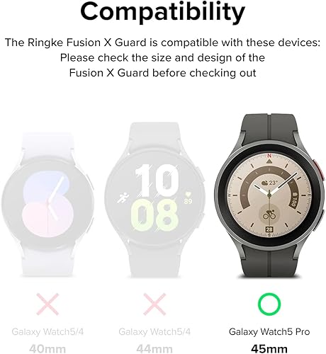 Miniatura 2 de Ringke Fusion-X Guard correa de reloj + funda compatible con Samsung Galaxy Watch 5 Pro correa con funda (2022) a prueba de golpes con correa