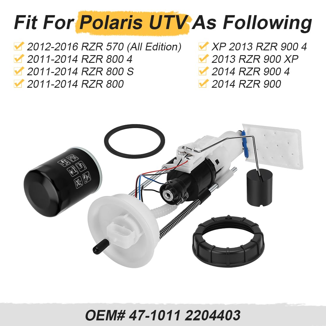 Zestaw pomp paliwa i filtr oleju pasujący do Polaris RZR 570 800 900 2011-2016 47-1011 2204403