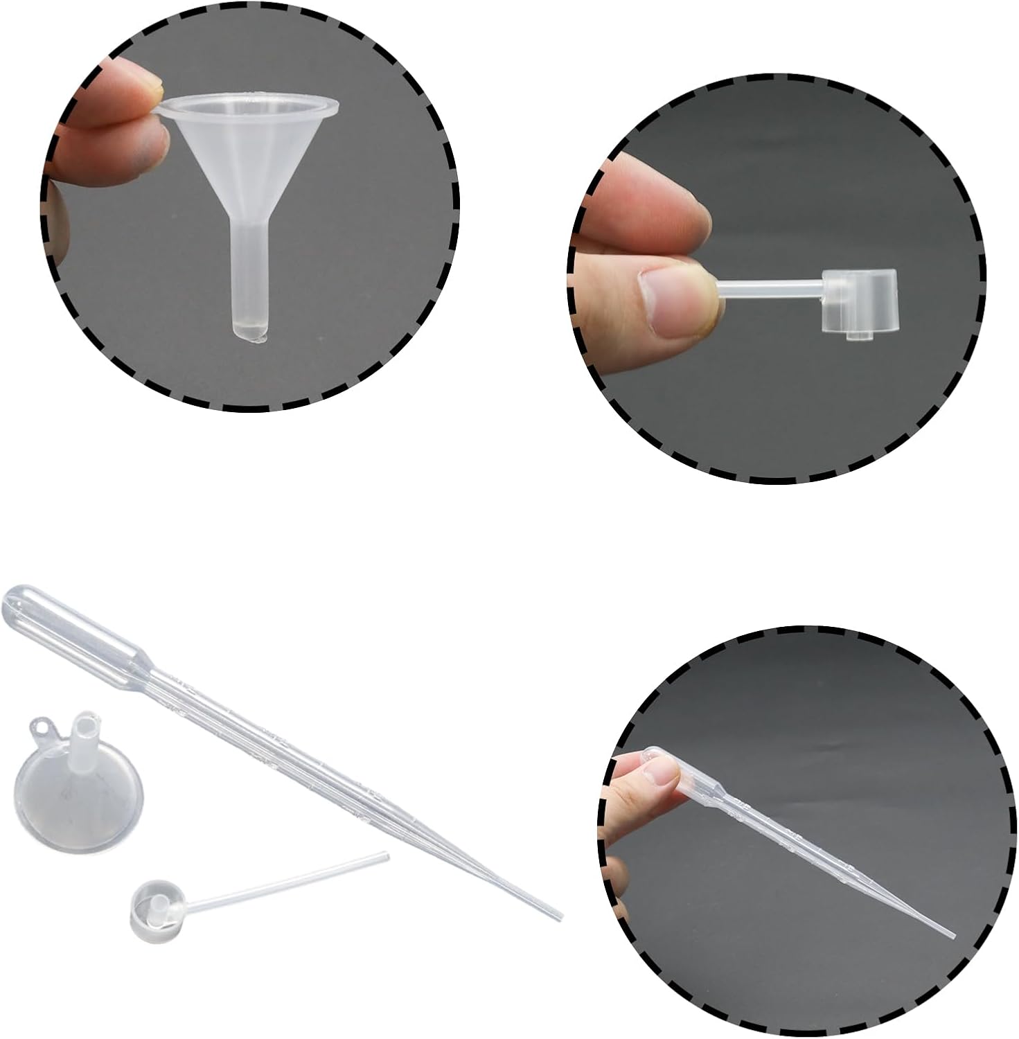 50pcs Perfume Refill Tool Kit, With 30 Dispenser Pumps, 10 Tiny Funnels and 5 Droppers, Cosmetic Dispenser Pump Transfer Tool for Essential Oils, Perfume or Travel