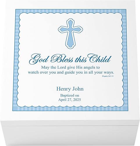 Let's Make Memories Caja de recuerdos personalizada para niño bendito, caja de recuerdos - bautismo - confirmación - para niñas (rosa) - 6 pulgadas