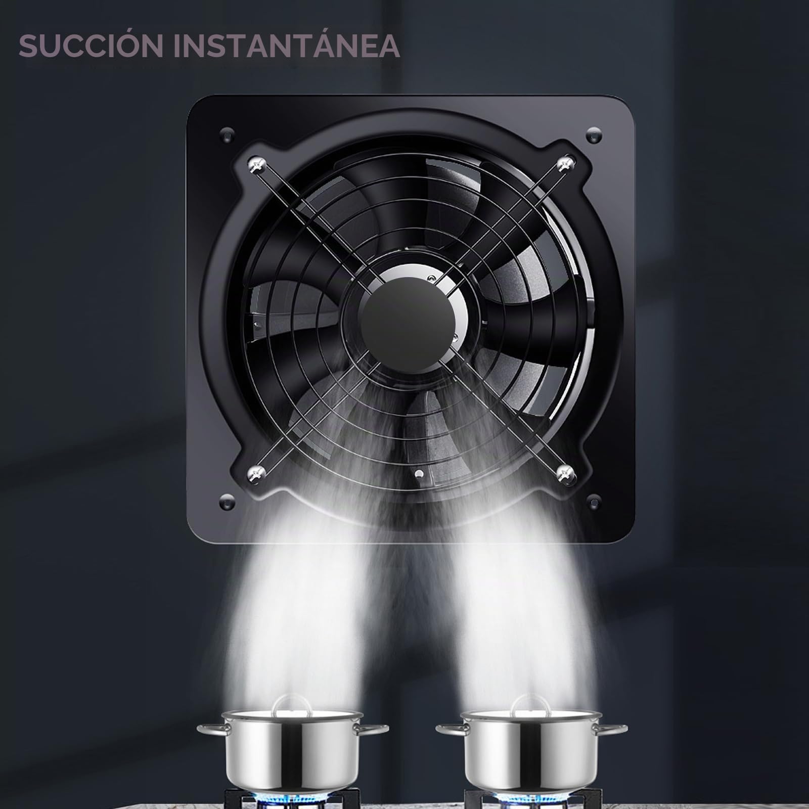 Ventilador extractor con interruptor: ventilador de baño de metal industrial, silencioso, 600 m³/h, 6 pulgadas, potente ventilador de pared, para cocina, baño y sótano, 160 mm
