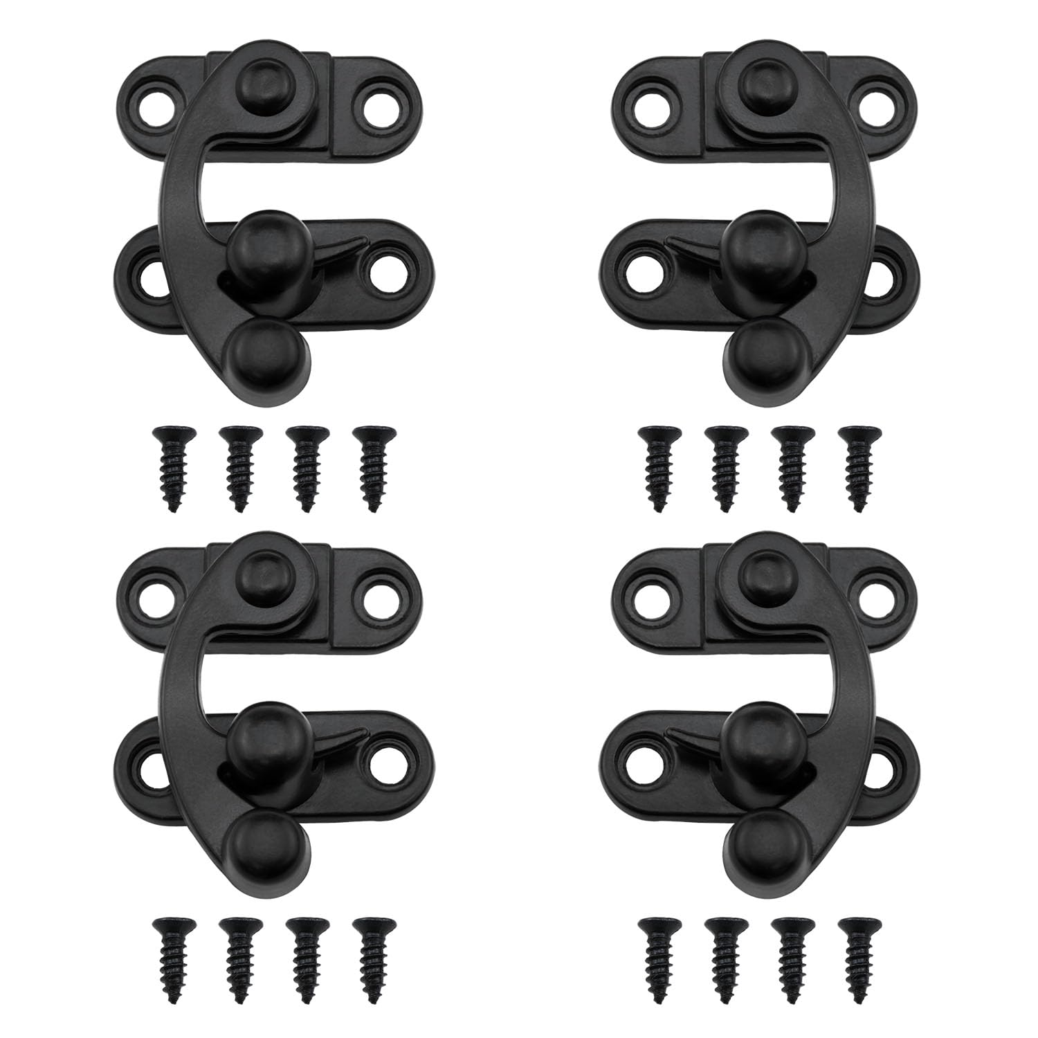 Dsjnf Antique Hook Hasp Latch Black Padlock Buckle Clasp Latch for Jewelry Boxes Cabinets Toolboxes Suitcases (2 Left and 2 Right) -4PCS