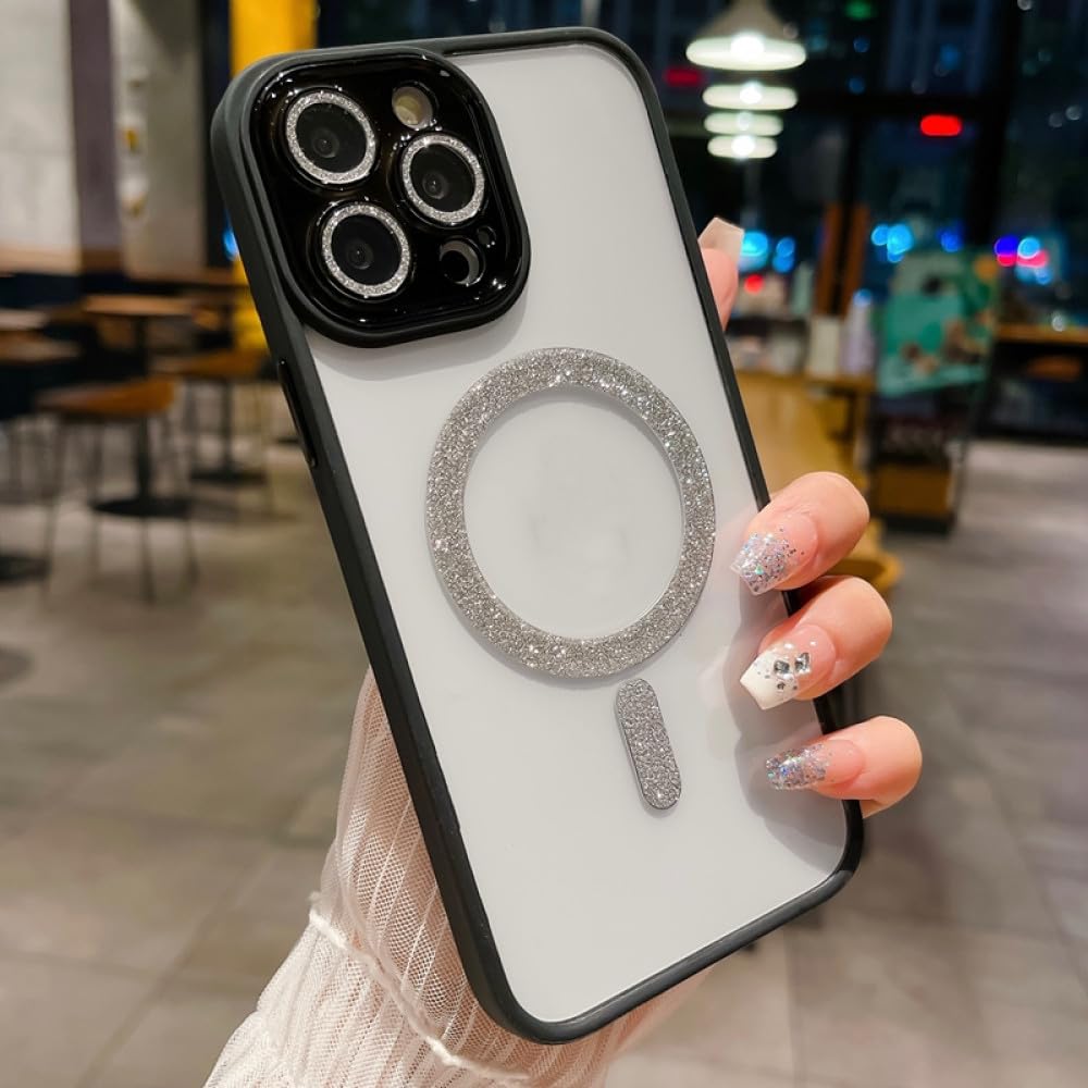 Coque transparente de charge sans fil à paillettes iPhone 13 Pro Max