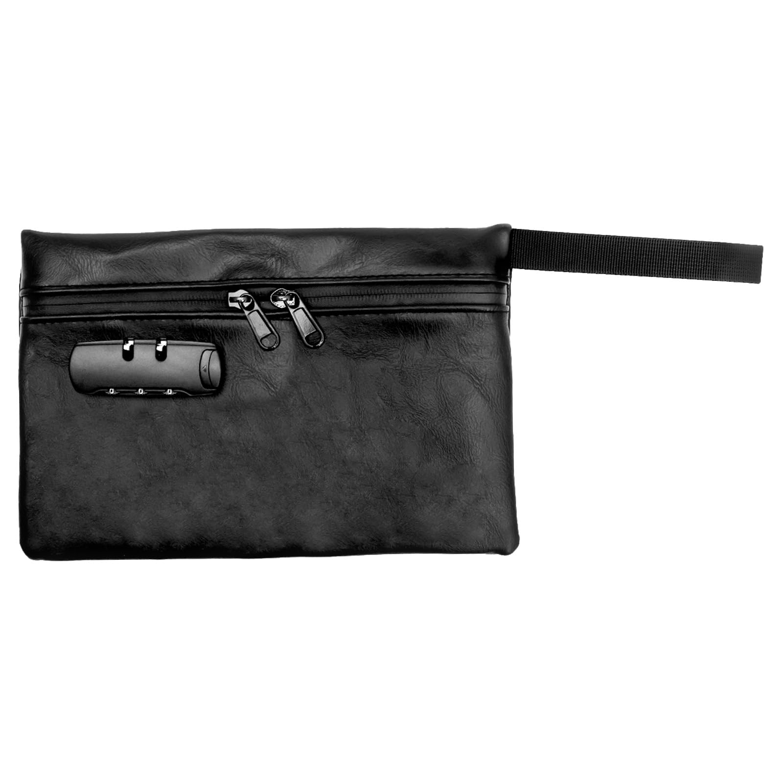 VAVPUP Waterproof & Cut-Resistant PU Money Bag with Lockable Zipper & Handle for Cash, Keys, Jewelry and Other Valuables (black) โ image 1