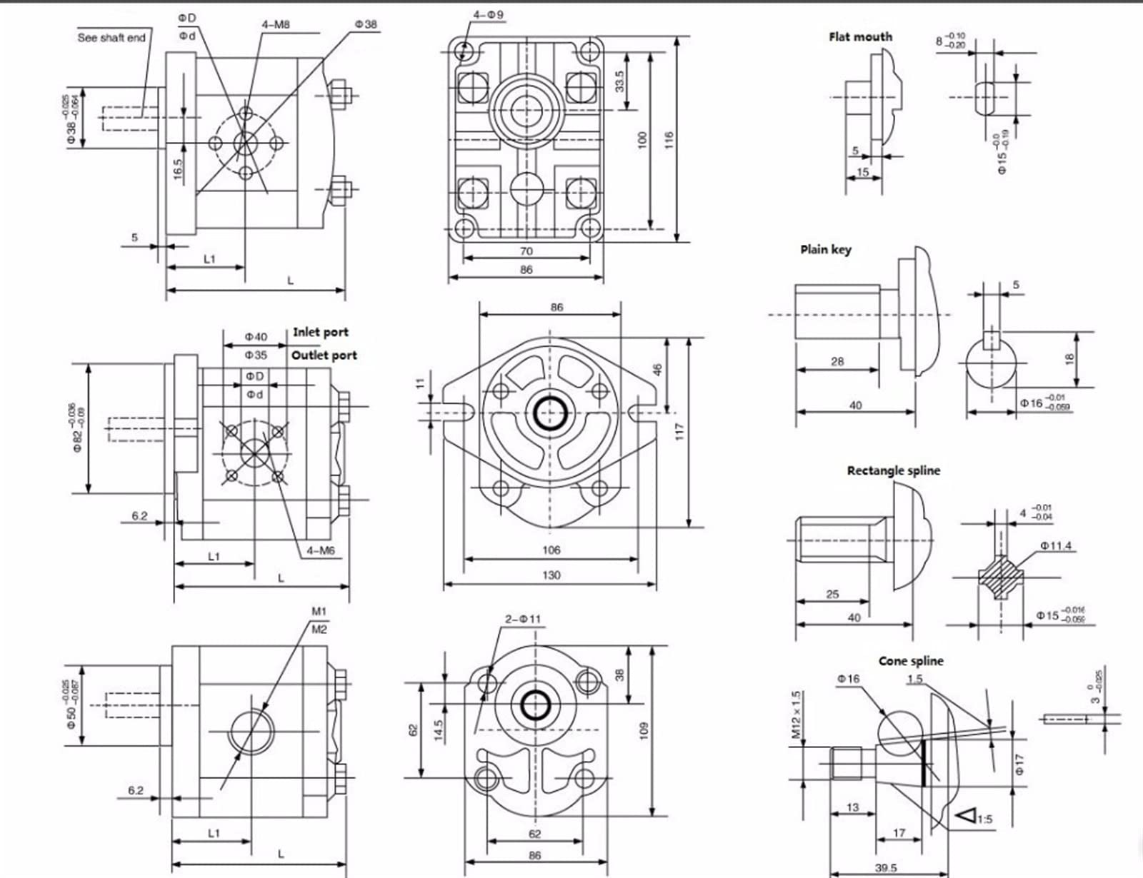 Pompe hydraulique à engrenages CBN-E308-FBL/R CBN-F308-FBL/R Haute pression