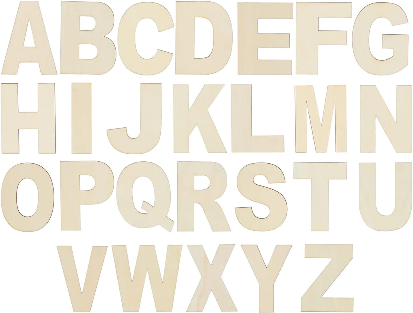 52 Pieces 4 Inch Wooden Letters, 4 in Unfinished Wood Alphabet Letters