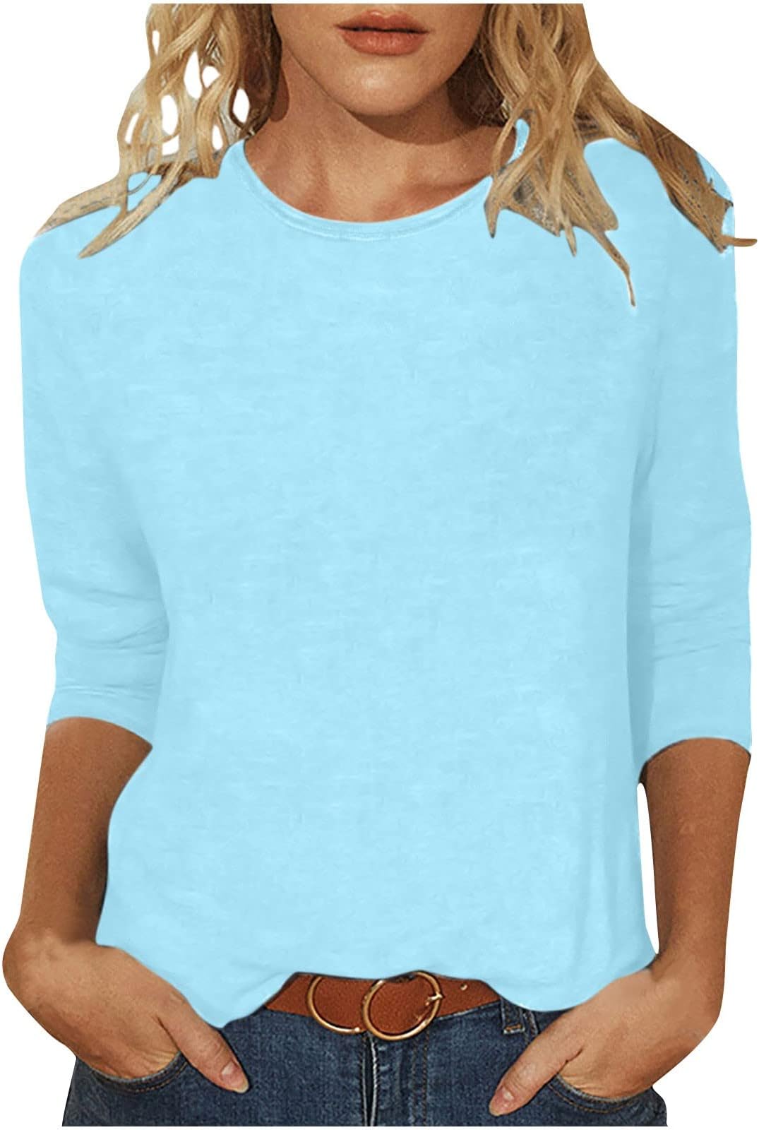 YAFINMO3/4 Length Sleeve Womens Tops Plus Size Summer Shirts Work Blouses for Women Dressy Casual Sexy Tshirts Fashion 2024