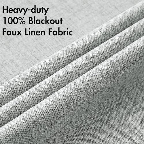 Image of MIULEE 100% Blackout Linen Curtains for Bedroom Thermal Insulated Glacier Gray Grommet Room Darkening Curtains & Drapes for Living Room 52 x 96 Inch (2 Panels)