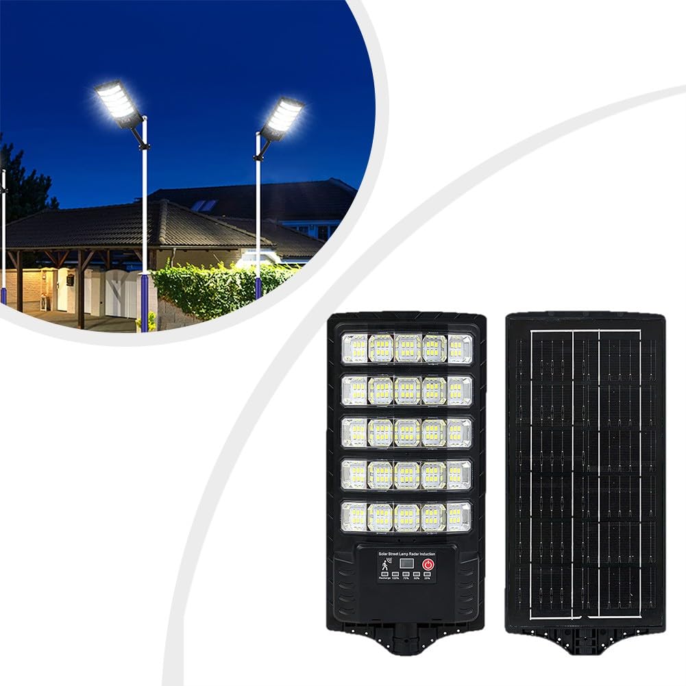 Lampe solaire LED d'extérieur 300 W, pour capteur automatique du crépuscule à l'aube, lampe de sécurité de jardin étanche avec chargement USB, terrasse, camping - Noir