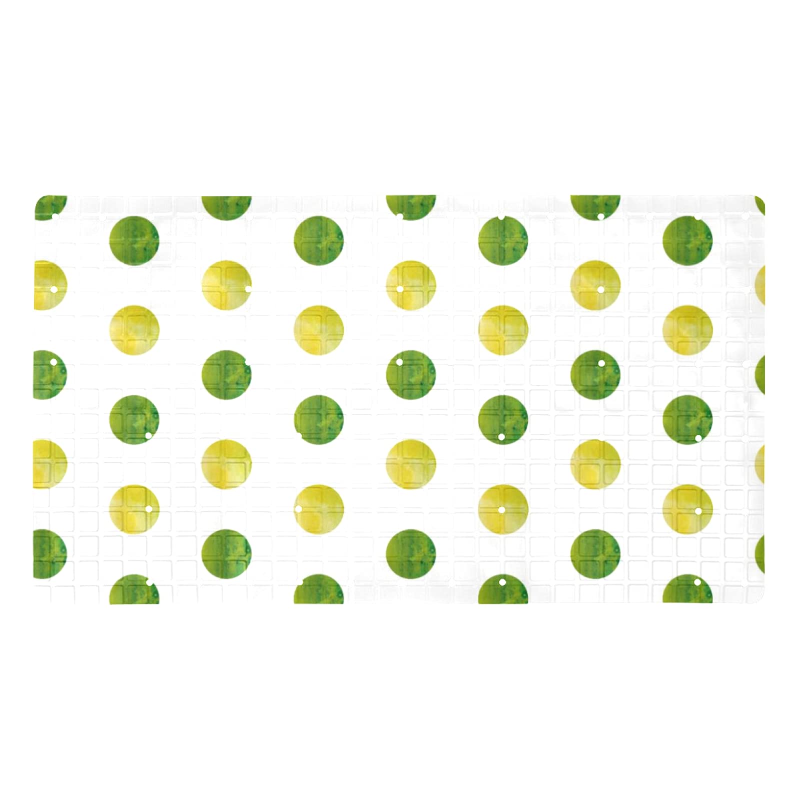 Tapis de bain antidérapant vert et jaune antibactérien à ventouse pour douche