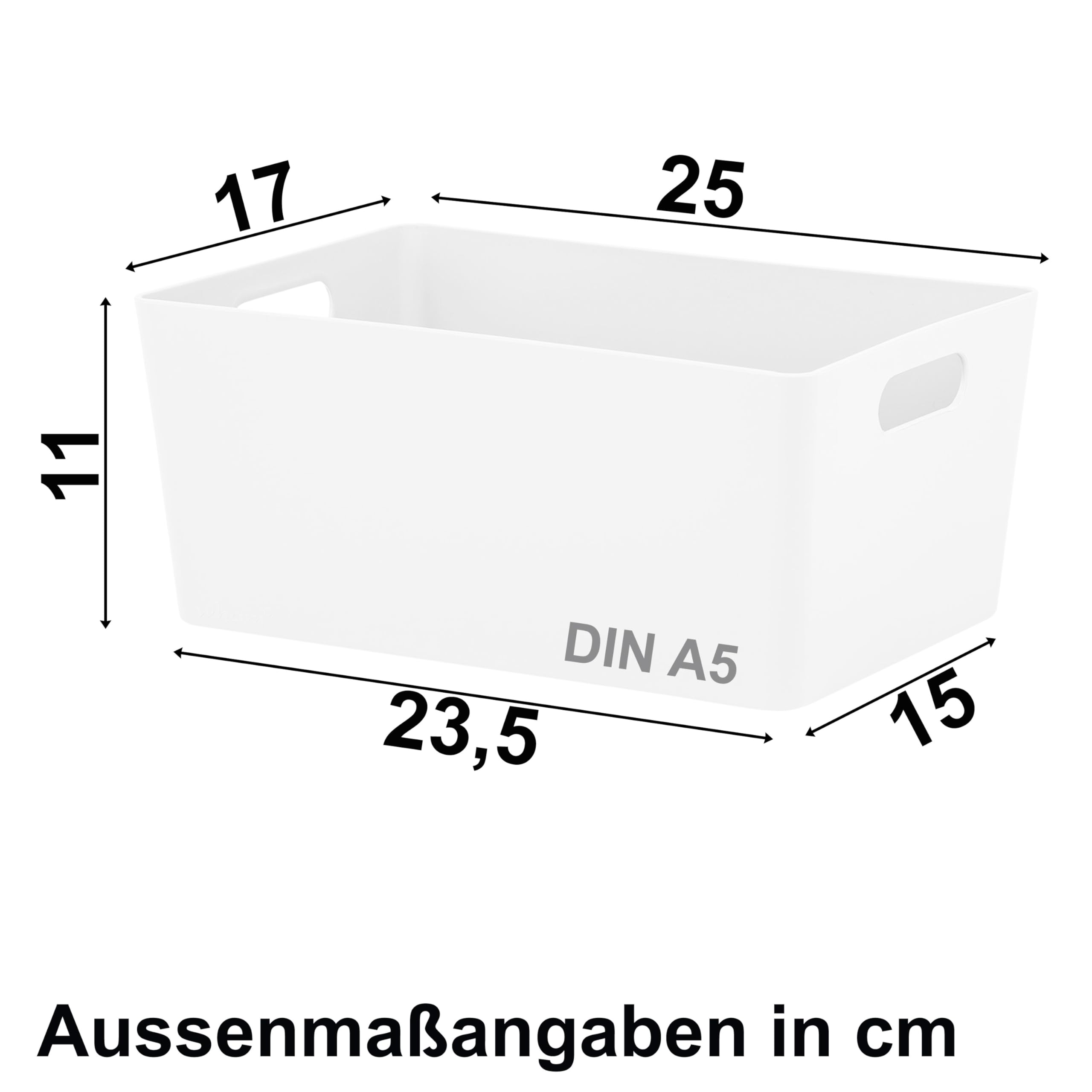 3x Organizerbox 25x17x11cm DINA5 3,9L WEIß GRAU Polypropylen Aufbewahrung Küche, Haushalt & Wohnen