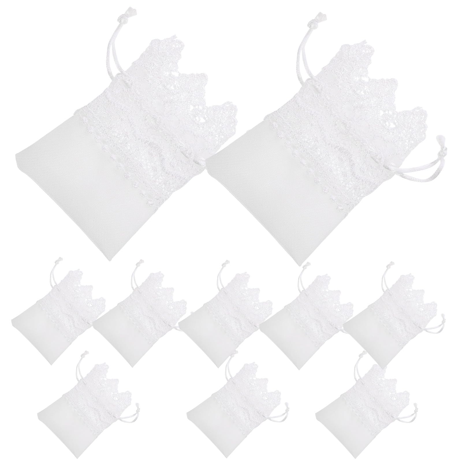 Bolsas organizadoras pequeñas de tela blanca para joyería detalles de bodas y dulces 8