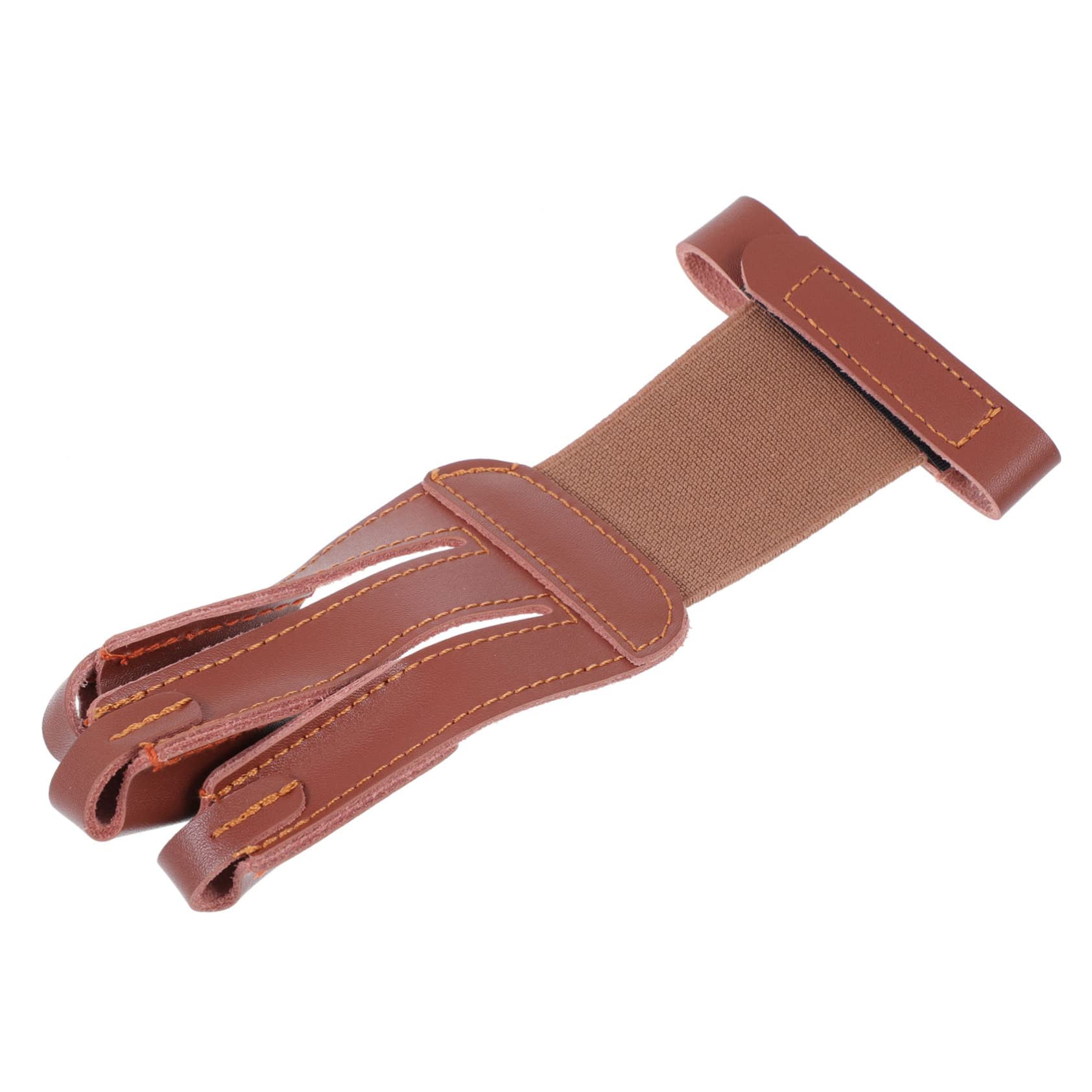 DECOMELODY 3-Finger Glove for Tab Right Hand Women's Arm Guards Release Thumb Accessory Brown Cow Leather Hunting Finger Protect