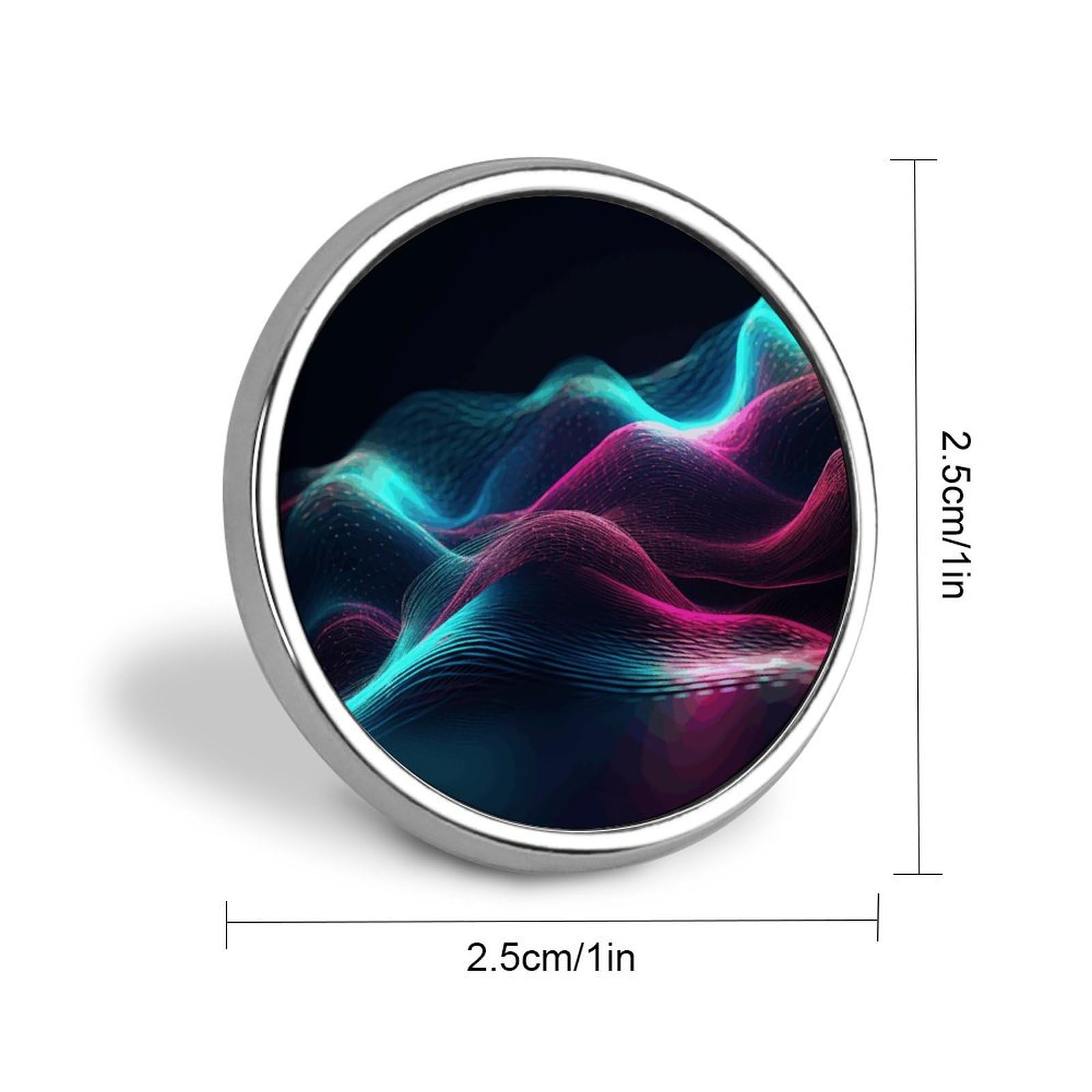 Stylish Wave Design Printed Round Brooch: Lightweight, Durable, Stylish Wedding Accessory Ideal for Valentine's Day And Women's Day