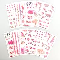 Vista 7 de Paquete de 2) Pegatinas Románticas de Flores de Cerezo para Scrapbooking - Pegatinas Japonesas de Cerezo Rosado para Arte, Manualidades, Diario