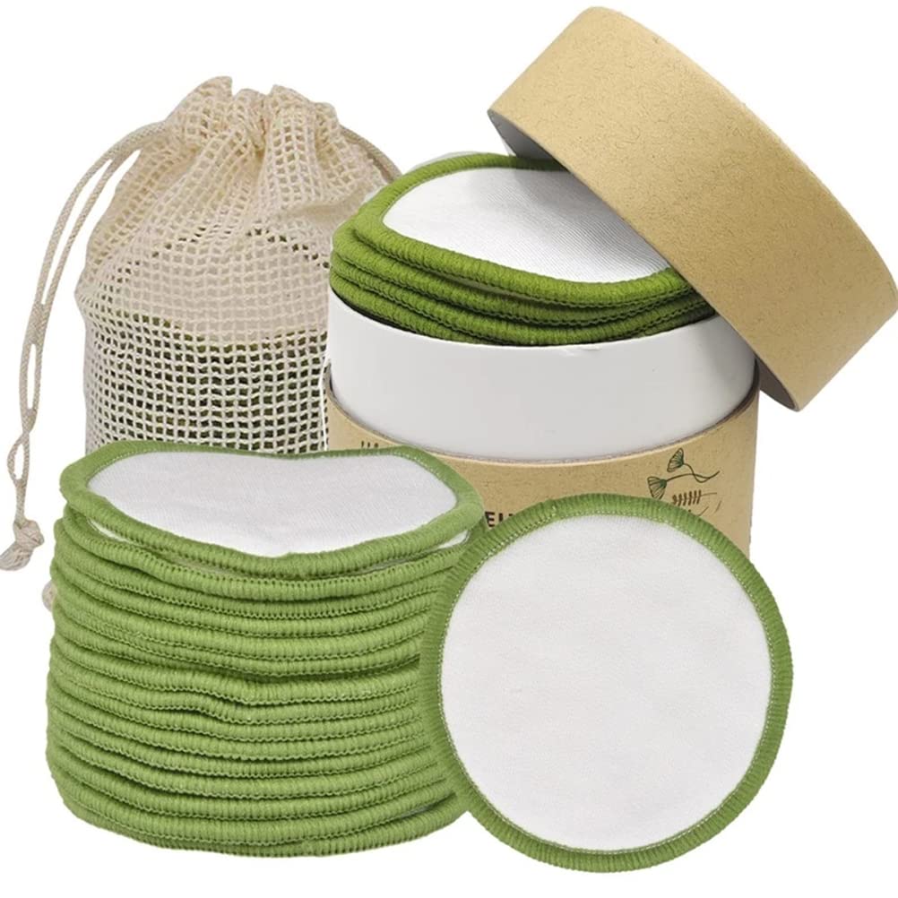 SMUG Bambus Make-up-Pads – Wiederverwendbar, Waschbar, Mit Wäschesack, 7 Stück